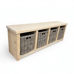 Industrial Rustic Storage Basket Bench - thumbnail 4