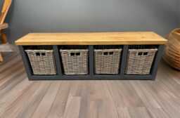 Industrial Rustic Storage Basket Bench