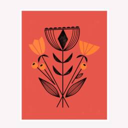 Ruby Modern Flowers By Amber Leaders 4x4, 5x7, 8x10, 11x14, 16x20 Art Print Mid-Century Modern - thumbnail 2
