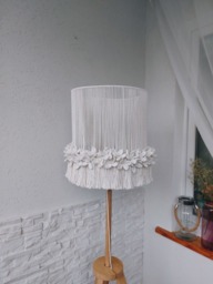 Macrame Floral Lampshade Boho Chandelier Cottagecore With Flowers & Fringe