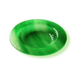 Green & Opaline White Murano Glass Candle-Holder, Fused Saucer For Small Light, Warm Light Christmas Table, Unique Gift - thumbnail 1