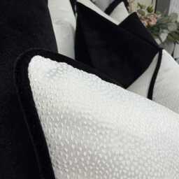 Ivory Cushion Cover Black Piping Blean Textured Ashley Wilde Luxury Piped Pillow Case Living Room Or Bedroom Decor - thumbnail 2