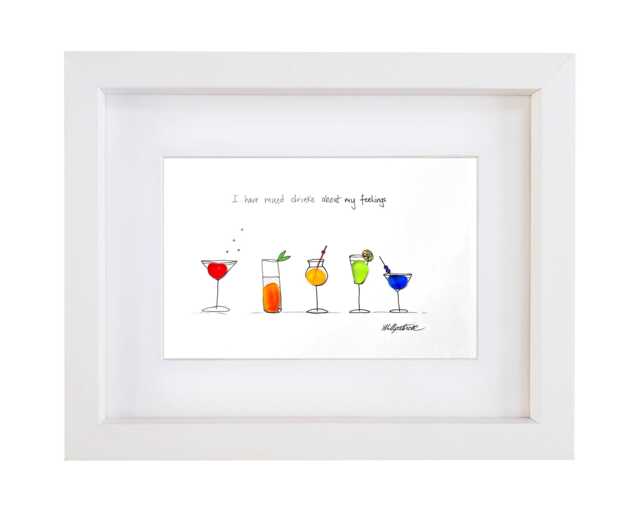 Rainbow Cocktails Mixed Drinks Sea Glass Picture - Wall Art Decor Kitchen - image 1