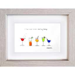 Rainbow Cocktails Mixed Drinks Sea Glass Picture - Wall Art Decor Kitchen - thumbnail 3