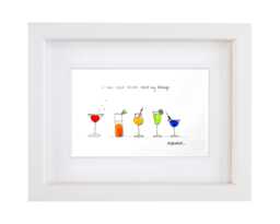 Rainbow Cocktails Mixed Drinks Sea Glass Picture - Wall Art Decor Kitchen