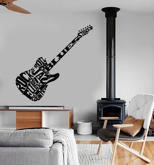 Wall Vinyl Decal Guitar Music Rock Guaranteed Quality 1687Dz - image 1
