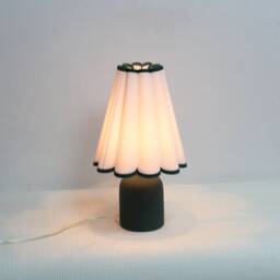 Handmade Fabric Table Lamp Off White Lampshade, Dark Green Ceramic Base-11# - thumbnail 4