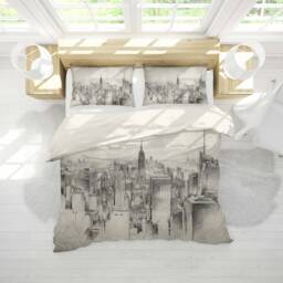 3D Architecture Duvet Cover Set, Hand-Painted City Sketch Bedding - thumbnail 2