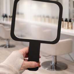 Personalised Handheld Salon Mirror - 3D Acrylic Business Name Dental Practice Aesthetics Beautician - thumbnail 2