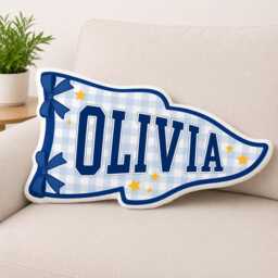 Custom Gingham Pennant Pillow Personalized College Dorm Plush Cushion With Name - thumbnail 3