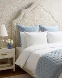 500 Thread Count White Cotton Percale Hotel Stitch Duvet Cover Set in 99 Different Scalloped Piping 1 & 2 Pillow Sham - thumbnail 1