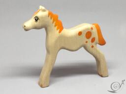 Toy Foal Horsey Wooden White Light Brown With Orange Spots Colourful Size 12, 5 X 11, 0 1, 7 cm - Bxhxs Approx. 43, 5 Gr - thumbnail 1