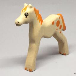 Toy Foal Horsey Wooden White Light Brown With Orange Spots Colourful Size 12, 5 X 11, 0 1, 7 cm - Bxhxs Approx. 43, 5 Gr - thumbnail 3
