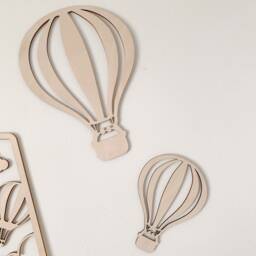 Hot Air Balloon Wall Decor, Hot Art, Playroom Decals, Wooden Balloon, Dinosaur Name Sign, Nursery Decor - thumbnail 3