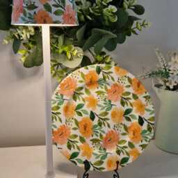 Beautiful Decoupaged Tall Peach Floral Indoor/Outdoor Usb Rechargeable Table Lamp.matching Picture Plate Available. Cordless Lamp - thumbnail 3