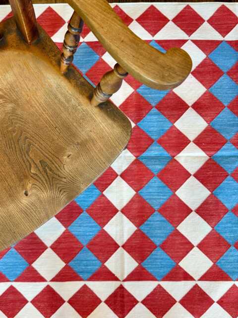 Big Top Handmade Cotton Area Flat Weave Rug. Natural Vegetable Dyed. Indian Dhurrie, Kilim - image 1