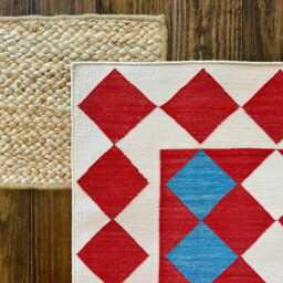 Big Top Handmade Cotton Area Flat Weave Rug. Natural Vegetable Dyed. Indian Dhurrie, Kilim - thumbnail 2