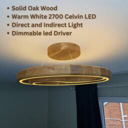 Oak Wood Led Pendant Light Modern Scandinavian Hanging Lamp - thumbnail 2