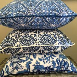 Blue Decorative Pillows, Pillow Cases, Cover 18x18, Navy Cover, Covers, Cushions, Handblock Printed, Throw Pillows - thumbnail 4