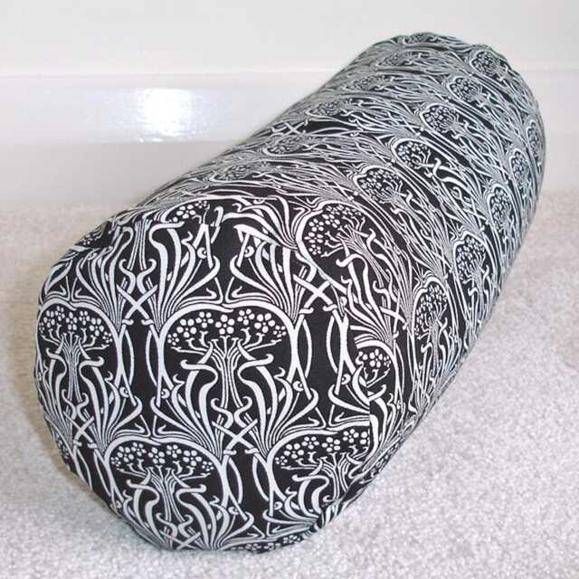 "Black Bolster Cushion Cover Art Nouveau Liberty Ianthe White Pillow Cylinder Sham Monochrome Case 16"" 18" - image 1