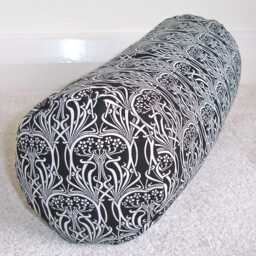 "Black Bolster Cushion Cover Art Nouveau Liberty Ianthe White Pillow Cylinder Sham Monochrome Case 16"" 18"