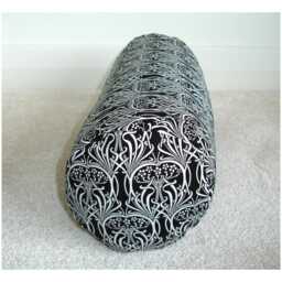"Black Bolster Cushion Cover Art Nouveau Liberty Ianthe White Pillow Cylinder Sham Monochrome Case 16"" 18" - thumbnail 3
