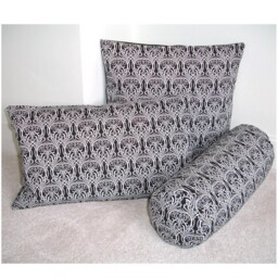 "Black Bolster Cushion Cover Art Nouveau Liberty Ianthe White Pillow Cylinder Sham Monochrome Case 16"" 18" - thumbnail 4