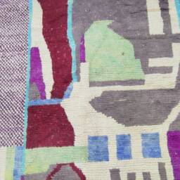 Handmade Boujaad Berber Rug - Moroccan Sheep Wool, Abstract Tribal Carpet - thumbnail 4