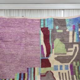 Handmade Boujaad Berber Rug - Moroccan Sheep Wool, Abstract Tribal Carpet - thumbnail 2
