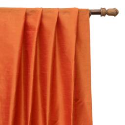 Orange Art Silk Curtain Panels, Faux Curtains - Rod Pocket, Grommet, Box Pleat, Three Pinch Tab Top & Plain Ring Top - thumbnail 1