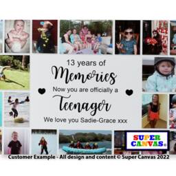 Happy 13Th Birthday Custom 40 Picture Photo Collage Display Board Framed Canvas Print Sister Brother Son Daughter Friend Gift - thumbnail 4