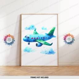 Personalised Kids Airplane Prints - Set Of 3 Posters - Hot Air Balloon Wall Art Kid Boys Room Nursery Custom Name Decor Aviation Gifts - thumbnail 3
