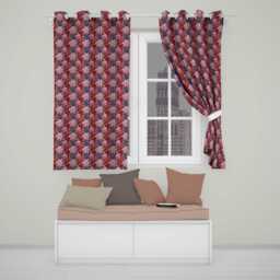 Rich Multicolour Floral Garden On Dark Background Seamless Pattern Readymade Eyelet Ring Top Thermal 100% Blackout Curtains - thumbnail 1