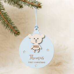 Christmas Bauble Personalised, Teddy Xmas Tree Decoration, Our First Ornament Personalized Baby's Keepsake Family - thumbnail 3