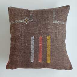 Moroccan Cactus Silk Cushion Cover, Handmade Charcoal Brown Sabra Throw Pillow, Scatter 18''x18''/47x46 cm