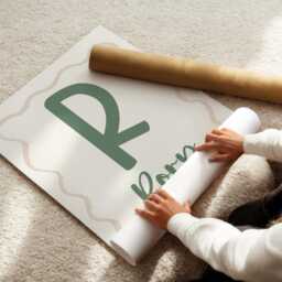 Childrens Initial & Name Neutral Green Wall Print For Bedroom, Nursery Or Playroom - thumbnail 3