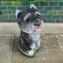 Concrete Chow Dog Statue Stone Figurine Outdoor Pet Sculpture Memorial Ornament Handmade Cement Decor Yard Lover Gift - thumbnail 2