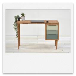 Mid Century Desk For Home Office With 3 Drawer Pedestal, Farrow & Ball Colours, Solid Wood, Choice Of Options On Sizes. Blossom - thumbnail 4