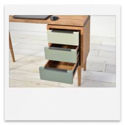 Mid Century Desk For Home Office With 3 Drawer Pedestal, Farrow & Ball Colours, Solid Wood, Choice Of Options On Sizes. Blossom - thumbnail 3