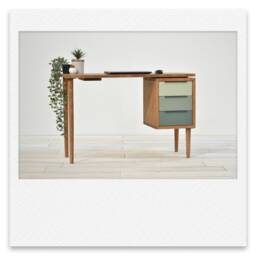 Mid Century Desk For Home Office With 3 Drawer Pedestal, Farrow & Ball Colours, Solid Wood, Choice Of Options On Sizes. Blossom - thumbnail 2