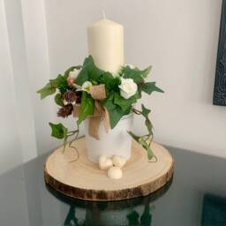 Floral Candle Centerpiece Cream Candle, Wedding Table Decoration - thumbnail 1