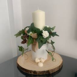Floral Candle Centerpiece Cream Candle, Wedding Table Decoration - thumbnail 3