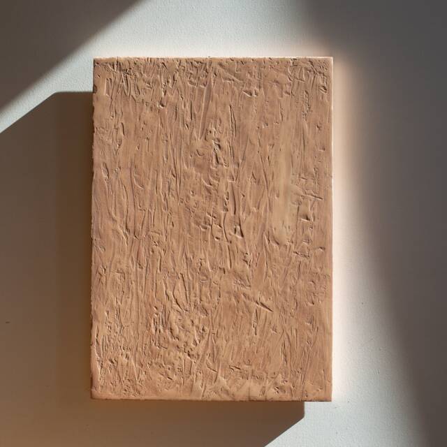 Japandi Pink Wall Art, Pink Terracotta Earthy Artwork, Plaster Painting, Texture 3D Earth Tones Wabi Sabi Clay Artwork - image 1