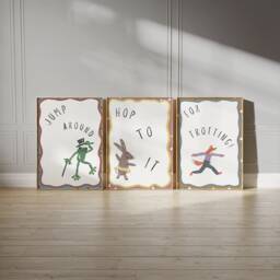 Funky Friends Animal Prints Boho Kids Room Decor, Set Of 3 - thumbnail 2
