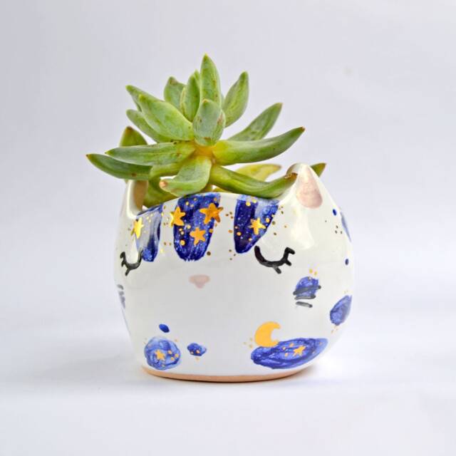 Cat Planter, Mini Succulent Kids Room Decor, Ceramic Housewarming Gift, Gift For Friend, Animal Planter - image 1
