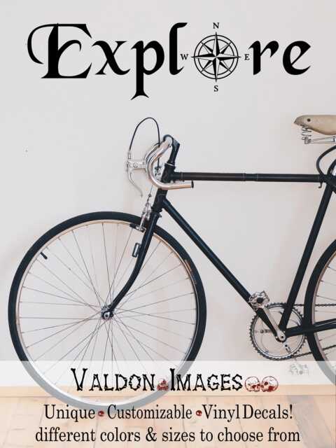 Explore Compass Rose Wall Decal, Travel Wanderlust Decor, Outdoor Adventure Home & Office Space Decoration - image 1