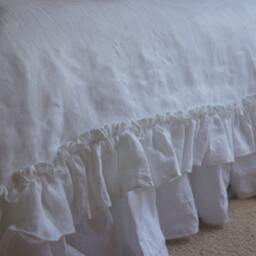Linen Sheet With Vintage Ruffle Style, Bed Cover, Linen Bedding , Ruffled Pillowcase Also Available, Pure Linen - thumbnail 3
