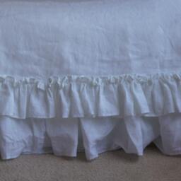Linen Sheet With Vintage Ruffle Style, Bed Cover, Linen Bedding , Ruffled Pillowcase Also Available, Pure Linen - thumbnail 4