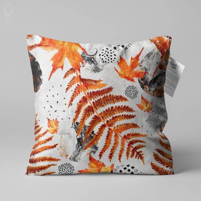 Cushion Cover With Orange Dry Leaves Pattern - Double Sided Printing Throw Pillow On The Soft Chenille Fabric Different Sizes - image 1