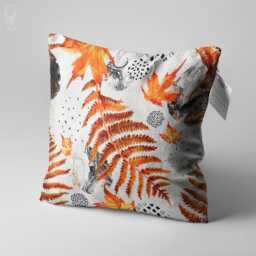 Cushion Cover With Orange Dry Leaves Pattern - Double Sided Printing Throw Pillow On The Soft Chenille Fabric Different Sizes - thumbnail 3